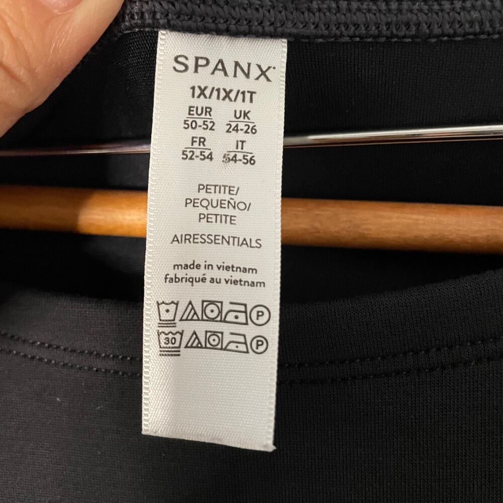 SPANX AirEssentials Jumpsuit 1X Petite Black Long Sleeve Wide Leg Drawstring - Picture 5 of 11